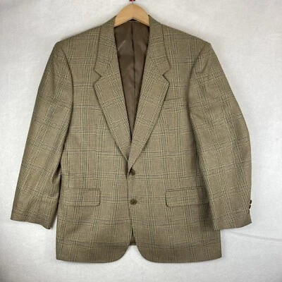 Pierre Balmain 42 Regular Tan Navy 54% Silk 46% Wool Coat Jacket Blazer  Foto 1 de 4