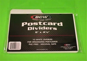 10 POSTCARD DIVIDER , 1-PCD, PVC FREE, ARCHIVAL SAFE, 6"X 4-1/2", MULTIPLE USES - Picture 1 of 2