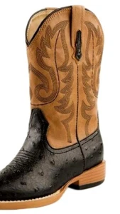 Roper Western Boots Mens Faux Ostrich Black Brown 09-020-1900-0050 BL - Picture 1 of 1