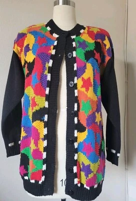 Suéter de gran tamaño con botones Chaus de los 80 para mujer cárdigan mediano hombreras  Foto 1 de 4