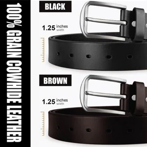 Herren Ledergürtel echt reines Leder schwarz braun Hose Jeans Gürtelschnalle - Bild 1 von 21