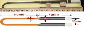 MoSi2 Heizelement 1700C 6/12 (Moly Disilizid) Le=140mm, Lu=180mm, A=30mm - Bild 1 von 4