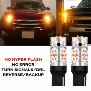 Amber 7443 7444 LED Front Turn Signal Blinker Light Bulbs Anti Hyper Flash 3K - Picture 1 of 14