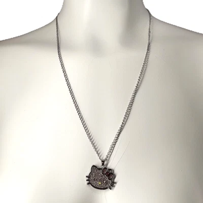 Collar colgante de diamantes de imitación Hello Kitty enchapado en latón cadena de 26" Foto 1 de 4