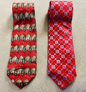Lote de 2 corbatas rojas Nordstrom Robert Talbott Best Of Class de seda para hombre - Imagen 1 de 3