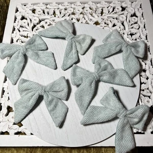 6 pc BOWS with Clips 7” Light Blue Flannel Cozy Plush LOT FREE SHIP - Picture 1 of 2