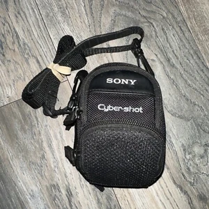 Sony Cyber-Shot Camera Small Carrying Pouch Soft Case Bag w/ Strap Black LCS-CSD - Picture 1 of 3