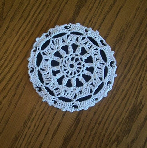 Crochet Navy Blue & White Coaster - Picture 1 of 2