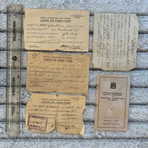 WWII Royal Canadian Air Force Document Archive Service Records Leave Forms - Picture 1 of 18