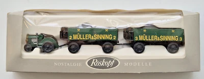 Roskopf H0 381 Hanomag-Schlepper + 2Kohlenanhängern 2 Müller & Sinning 3 OVP2503 - Bild 1 von 4