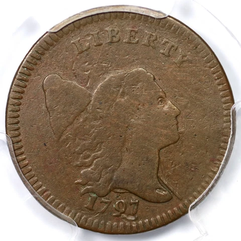 1797 c-3A R3 PCGS VG08 "Low Head, Plain Edge" Liberty Cap Half Cent 1/2c Cover