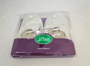 Ladies Genuine Jiffies Classic Ballet Elastic Edge Soft Insole White Size 8 - Picture 1 of 3
