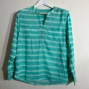 Carve Designs Women's Striped V-Neck Long Sleeve Casual Blouse Green Medium NWT - Picture 1 of 8