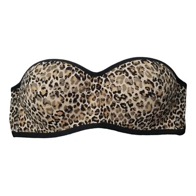Sujetador Victoria Secret ROSA Encaje Bandeau Sin Tirantes Bralette Leopardo Guepardo Talla M/M Foto 1 de 4