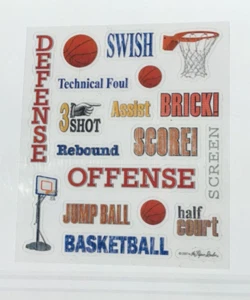 4 x 5" Paper Studio Stickers BASKETBALL TERMINOLOGY WORDS - Picture 1 of 1