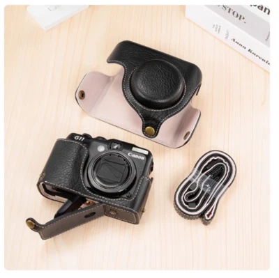 Funda para cámara bolsa para Canon G10 G11 G12 con grano artístico cuero PU Foto 1 de 4