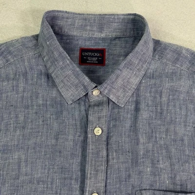 UNTUCKit Men's Shirt 2XL Blue Short Sleeve Button Up 100% Linen Casual - Image 1 of 4