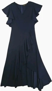 MIUSOL ~Mujer Talla XL~ Azul Marino Formal Noche Fiesta Maxi Vestido Sin Forro Volantes. - Imagen 1 de 17