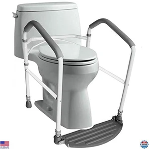 Folding Portable Toilet Safety Frame & Rail - Adjustable Height Handrails - Picture 1 of 6