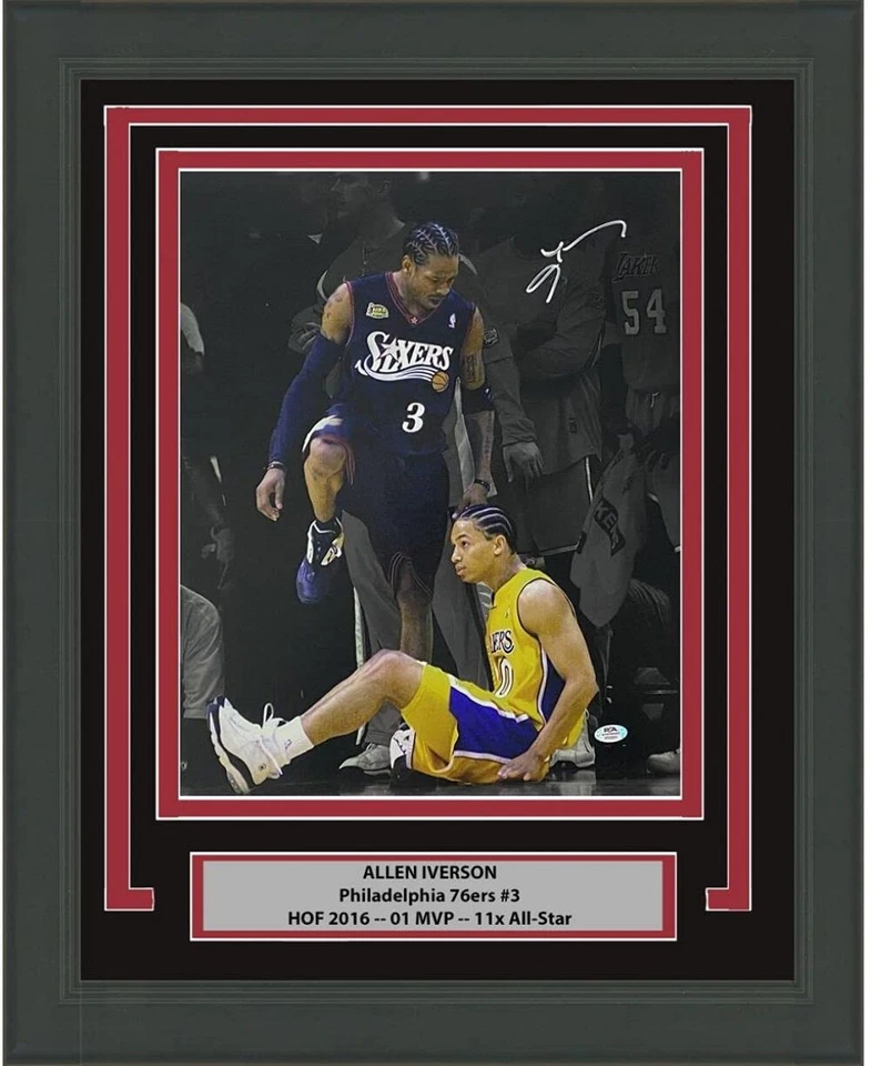FRAMED Autographed/Signed ALLEN IVERSON Spotlight Step-Over 16x20 Photo PSA COA - Image 1 of 1
