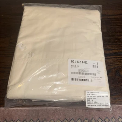 400-thread Count Supima Cotton Flat Sheets Ivory Color, Queen size Bed Sheets - Image 1 of 2