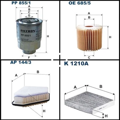 Filtron Filterset, Inspektionspaket für Toyota AURIS Kombi COROLLA Stufenheck - Bild 1 von 4