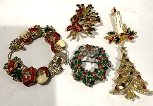 LOTE DE COLECCIÓN 5 Joyas de Navidad: Pulsera y 4 Pines - Imagen 1 de 6