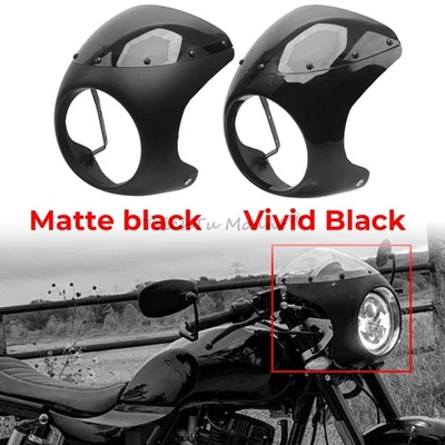 Universal 7" Round Headlight Fairing Windshield Cafe Racer Fit for Harley Honda Foto 1 de 4