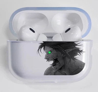 Anime Attack on Titan Transparent Case Apple Airpods Pro Gen 2 3 4 Eren Jaeger - Image 1 of 4