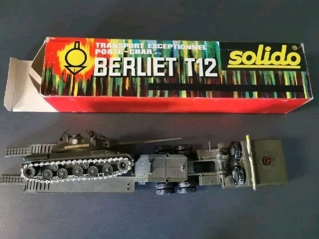 Solido 211 Bis Tracteur Berliet T12 Porte Char Avec Son Char (Voir Description)  - Photo 1/4