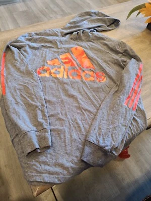Adidas Boys T Shirt Hoodie XL gray with orange camo EUC - Image 1 of 4