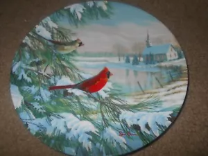 Cardenales en invierno placa de coleccionista aves de las estaciones Knowles Sam Timm - Imagen 1 de 2