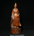 20.5 Cm China Chinese Folk Boxwood Wood Carved Stand Qu Yuan Statue Sculpture