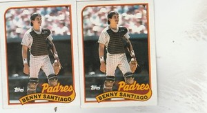 FREE SHIPPING-MINT-1989 Topps #256 Benny Santiago Padres -2 CARDS