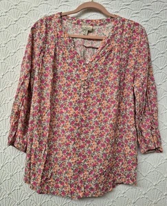 Blusa Mujer St John's Bay XL Hermosa Rosa Estampado Floral Buen Estado - Imagen 1 de 7