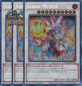 Yugioh! 3x Jurrac Meteor BLMM-EN150 Secreto Raro 1ª Edición Casi Nuevo - Imagen 1 de 1