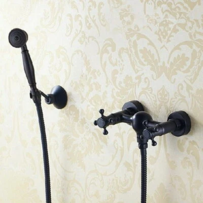 Black Oil Rubbed Brass Wall Mounted Bathroom Shower Faucet Set Mixer Tap fhg011 - Image 1 of 4