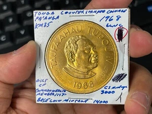 1968 Tonga 1 Pa'anga Coin Counter stamped Low Mintage RARE Excellent Condition - Picture 1 of 6