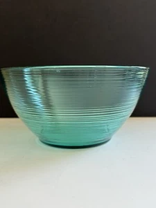 Arcoroc Aqua Turquoise Ribbed Glass Jardiniere Serving Bowl MADE IN FRANCE 9” - Picture 1 of 14