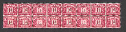 Britain Sc #J19 MNH OG Block of 16 Postage Due 1936-37 E8R Wmk Cover