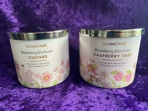 2 Goose Creek Strawberry Shortcake Candle Custard & Raspberry 1st Label Release - Picture 1 of 3