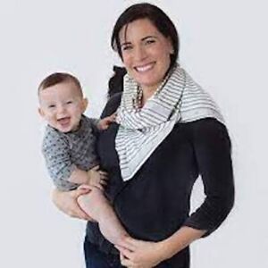 New Nuroo Nursing Cover Scarf Breastfeeding Hooter Hider Covers Gray Stripe