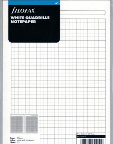 Filofax 342905 Einlage A5/Multifit: karierte, weiße Notizblätter