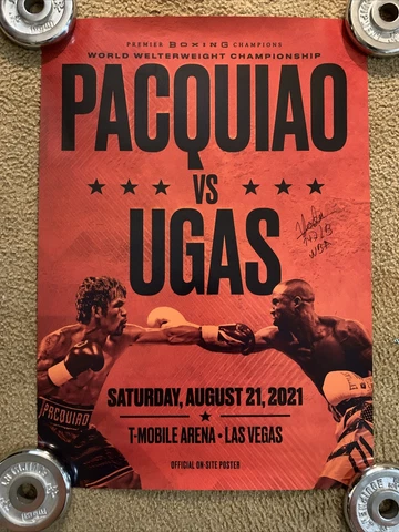 Manny Pacquiao-Yordenis Ugas Signed Official On-Site Poster, Signed By Ugas Cover