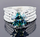 Bague diamant bleu certifié 3,10 ct, argent 925 - excellente coupe ! Super cadeau