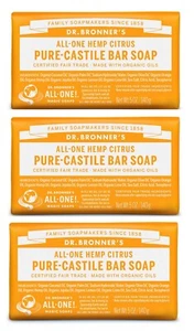 Dr Bronner`s Citrus Soap Bar 140g (Pack of 3) - Picture 1 of 1