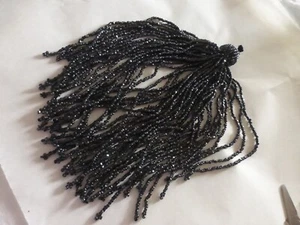 ANCIEN POMPON EN PERLES DE jais de Paris noir ART DÉCO vers 1920 - Imagen 1 de 4