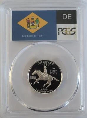 1999-S Silver Washington Quarter - Delaware - PCGS PR70DCAM - Flag Series - Image 1 of 2