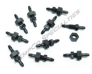 (10) 1/8" Hose Barb Bulkhead Straight, 1/4-28 UNF Thread Adapter w/ Hex Nut - Picture 1 of 3