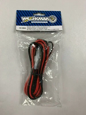 Workman CB-3AXX 12 GAUGE CB RADIO Power Cord w/ 3-Pin Plug With Fused Link - Image 1 of 2